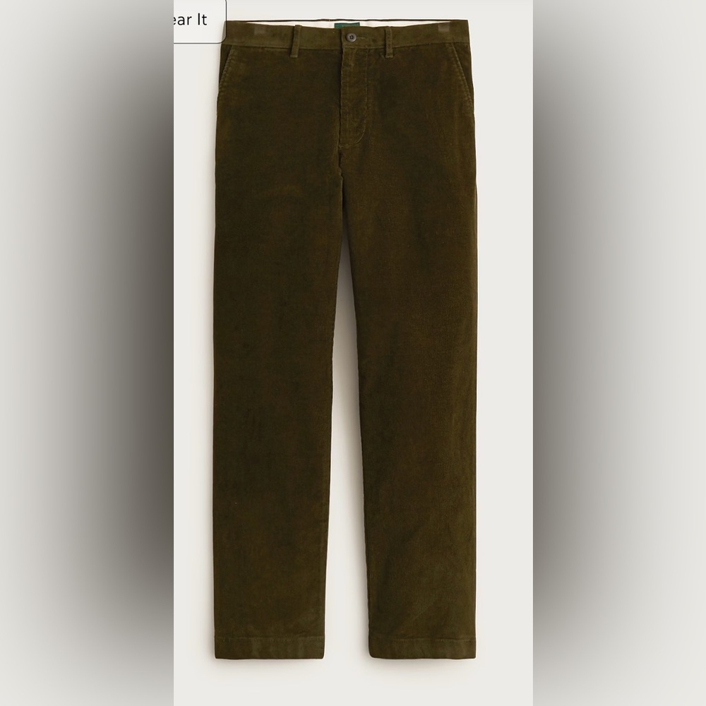 J.Crew Broken-in Straight pant in stretch corduroy in woodland olive